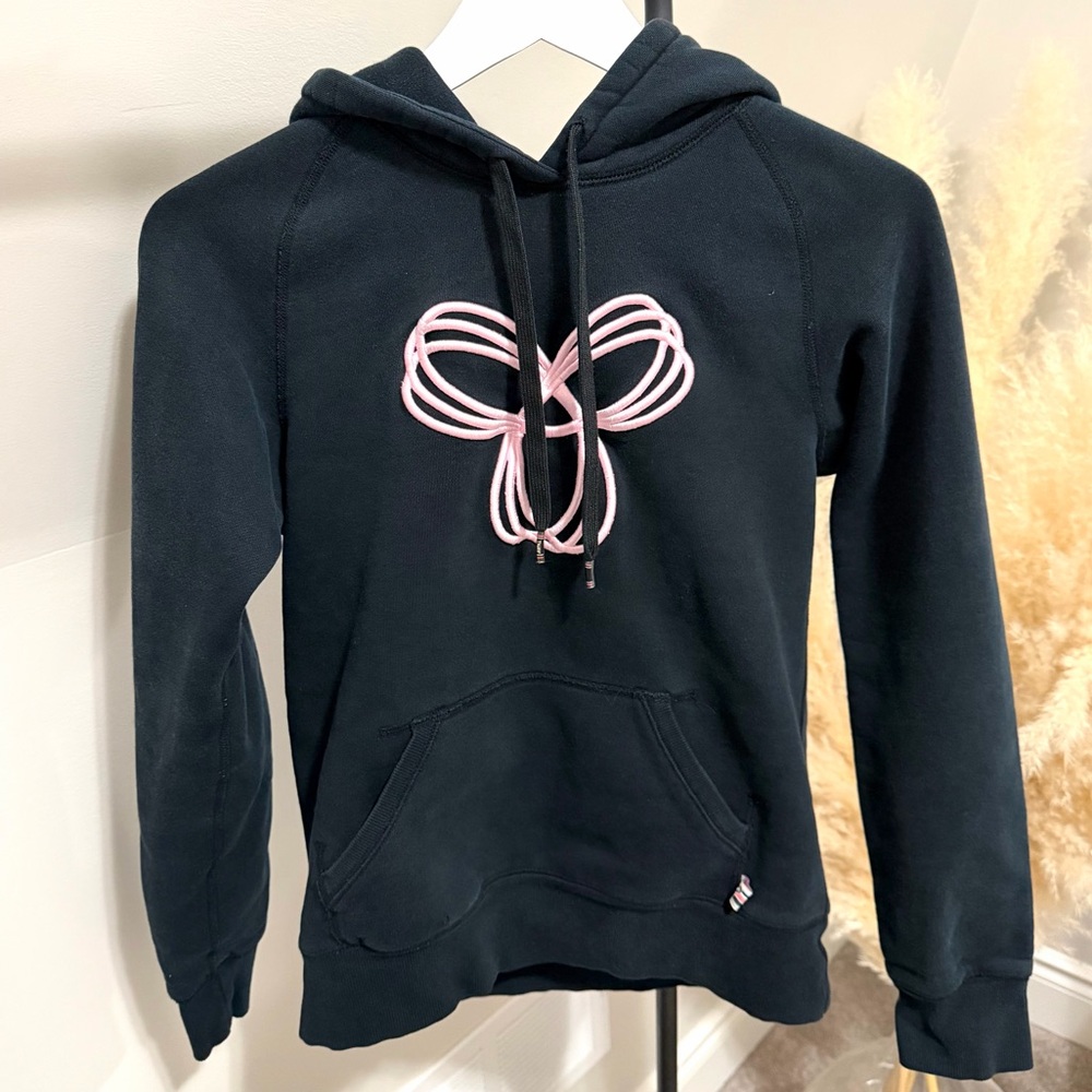 TNA Aritzia Black Hoodie with Pink Logo | Cozy Pullover